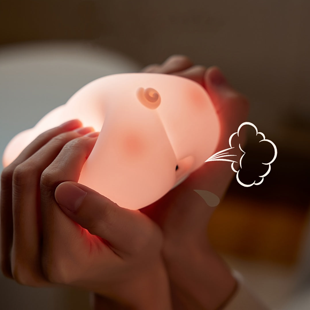 PiggyGlow – Cute Siliconen Nachtlampje, USB Oplaadbaar
