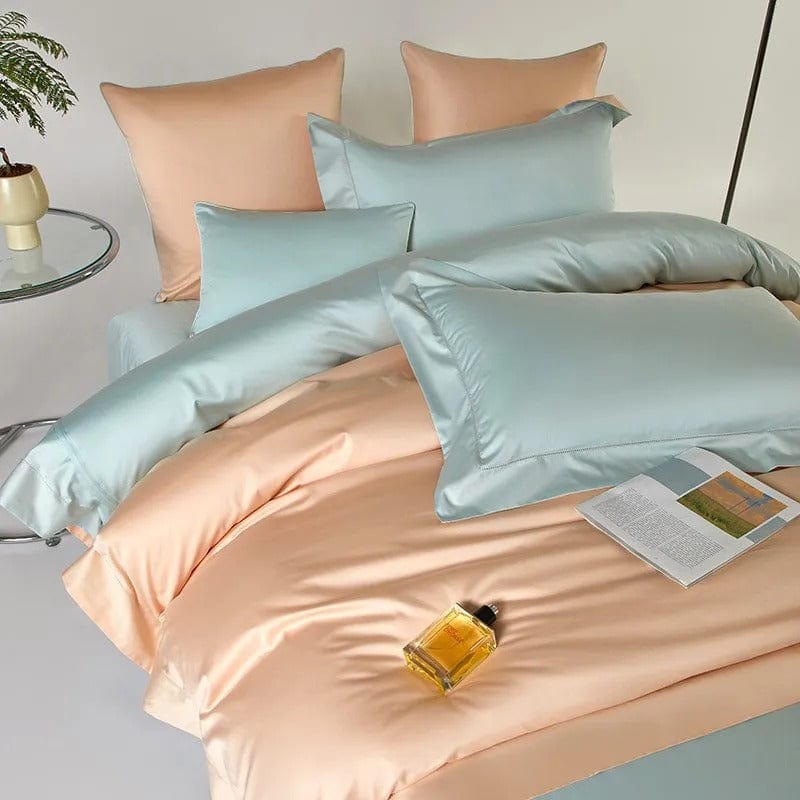 Dream Peach Blue – Luxe Dekbedovertrek Set