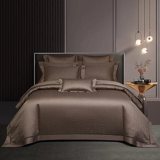 Elegance Brown – Luxe Dekbedovertrekset van Egyptisch Katoen