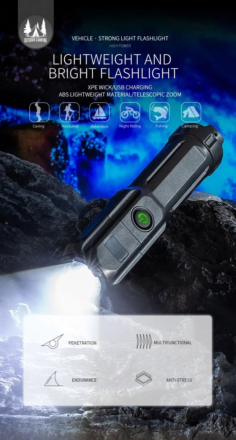 PowerBeam - Oplaadbare LED Zaklamp met Zoom