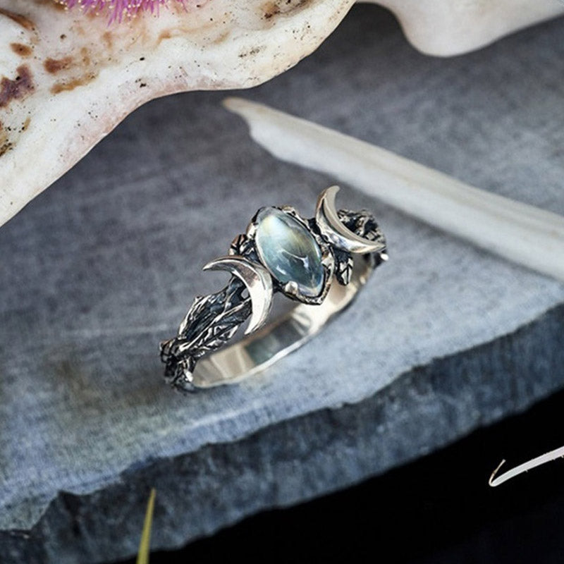 Elegante Iris Maansteen Statement Ring - Maak een Gedurfde Impressie