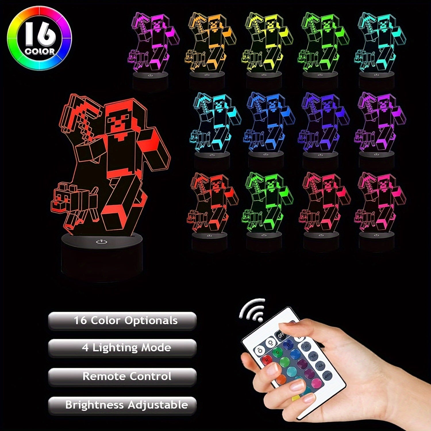IlluGlow - 3D Nachtlamp met Kleuren en USB