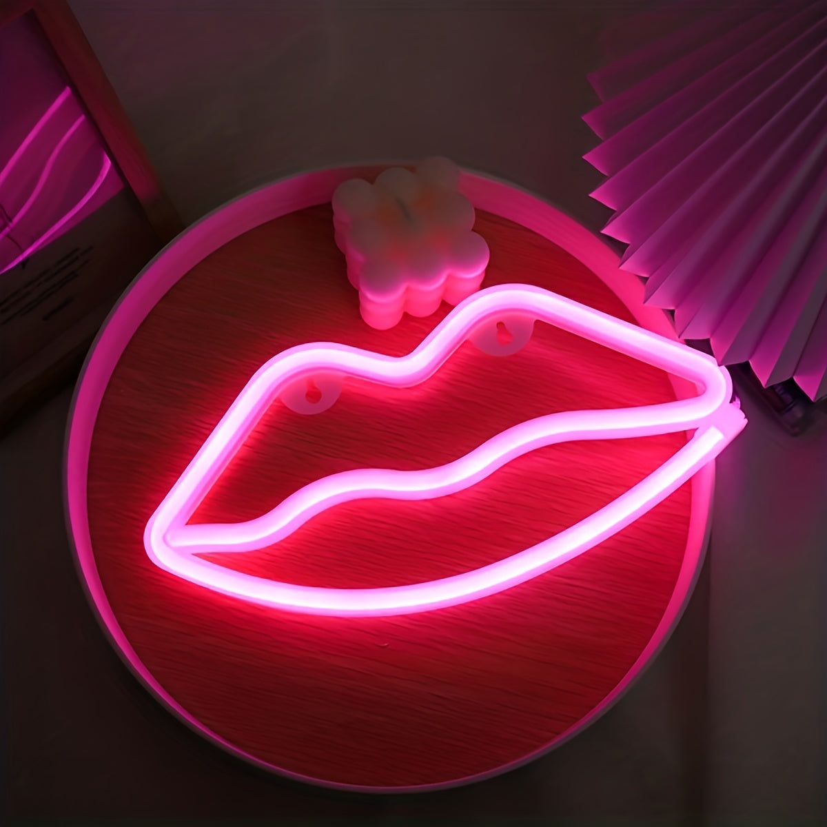 GlowLips - Neon Roze LED Wandlamp voor Valentijn