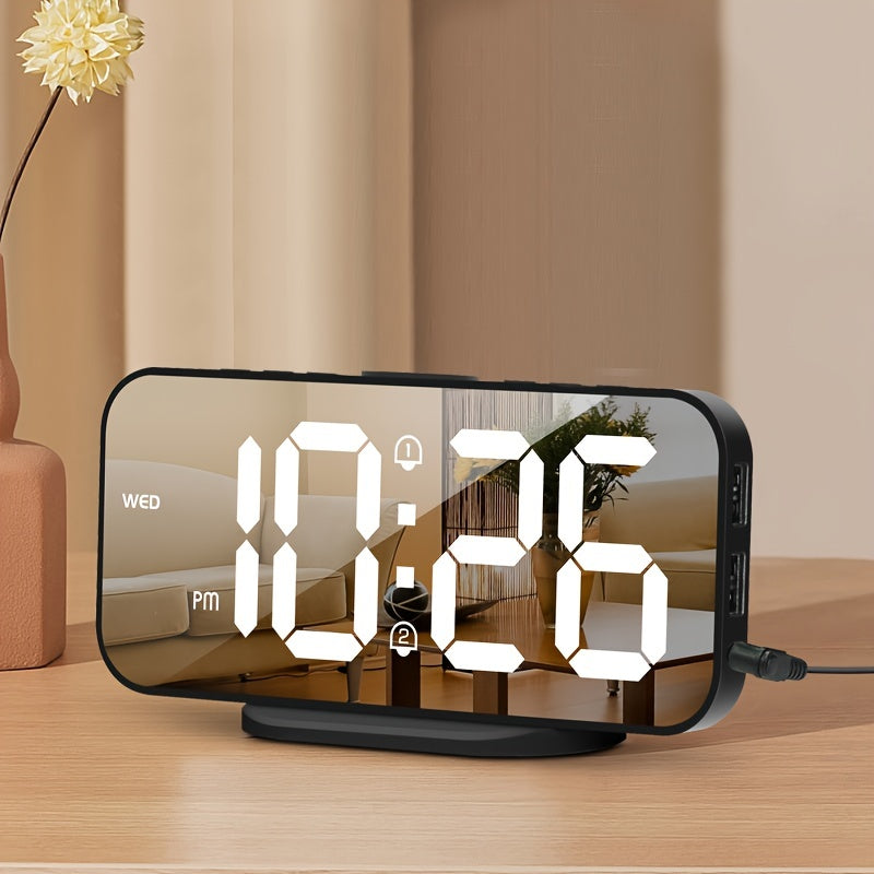 MirrorTime Clock - Stijlvolle LED Spiegel met USB Opladen