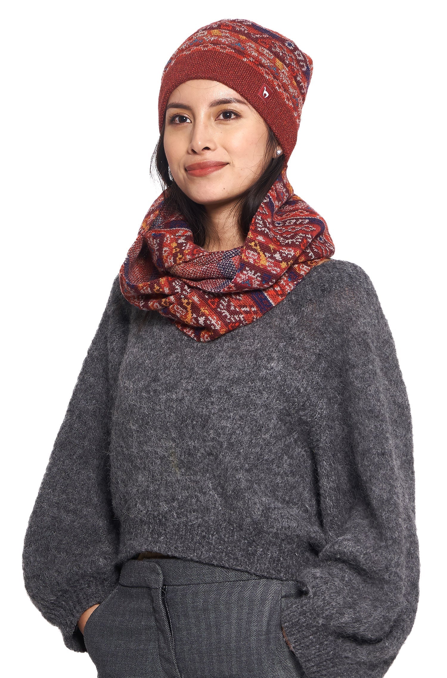 AlpacaFit Beanie - Luxe Jacquard Muts van 100%
