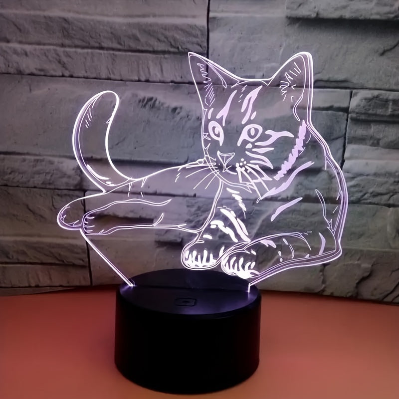CatGlow - 3D Nachtlamp Kat met 7 Kleuren