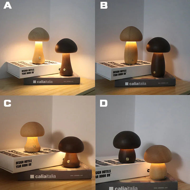 GlowShroom - Sfeervolle Houten LED Nachtlamp