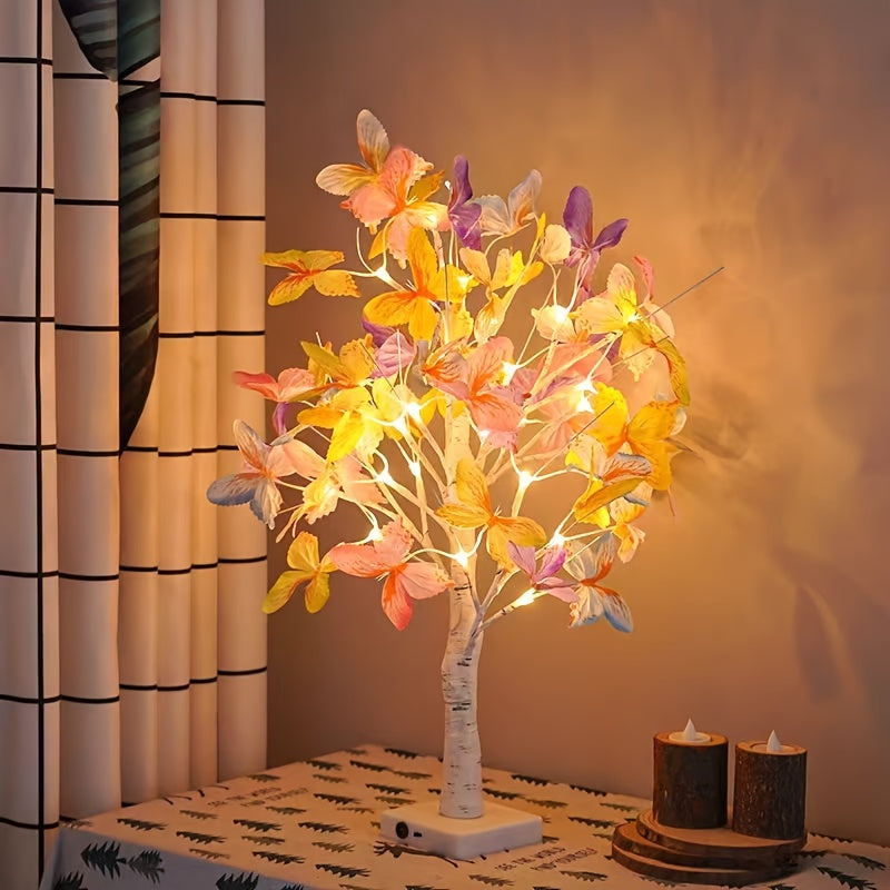 GlowBirch - Stijlvolle LED Lamp met Berken Vlindermotief