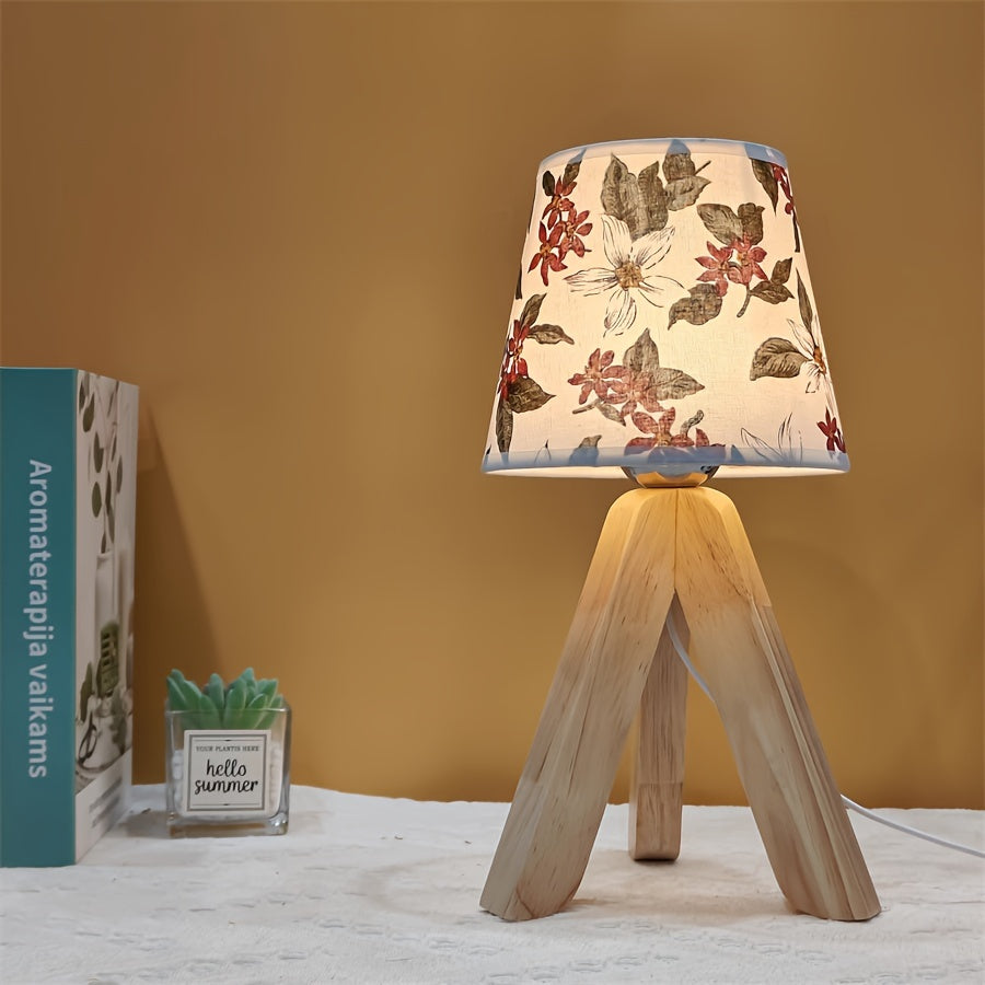 FloralGlow Lamp - Elegante LED Tafellamp met Hout