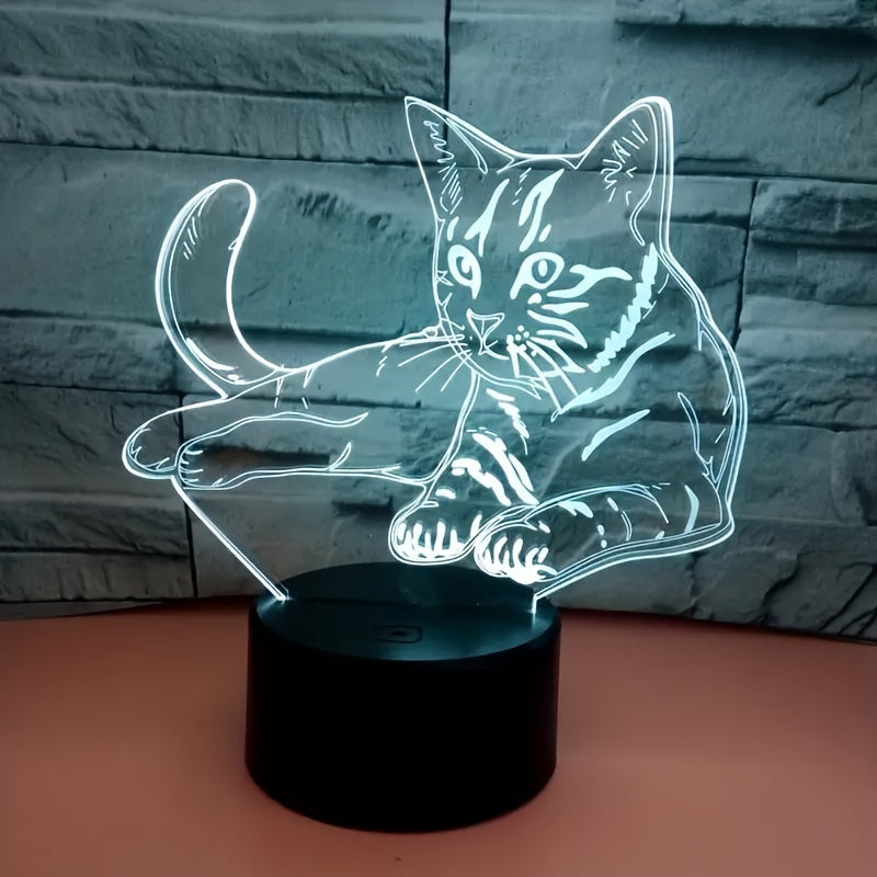 CatGlow - 3D Nachtlamp Kat met 7 Kleuren