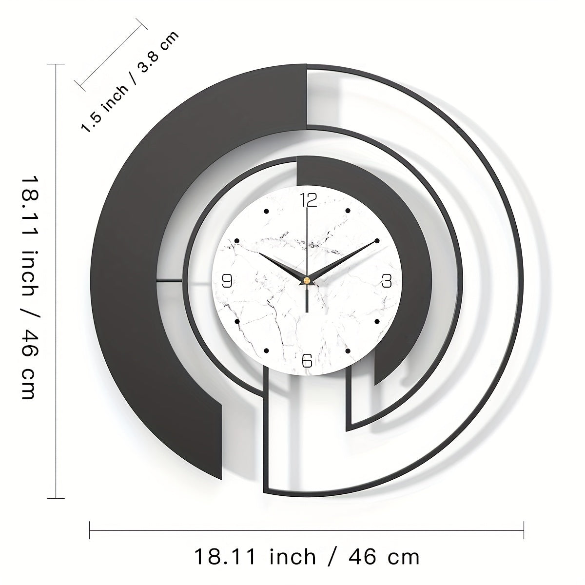 GeoClock - Elegante Zwarte Geometrische Muurklok