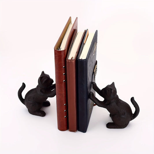 VintageCat - Rustieke Gietijzeren Boekensteunen voor Stijlvolle Interieurs