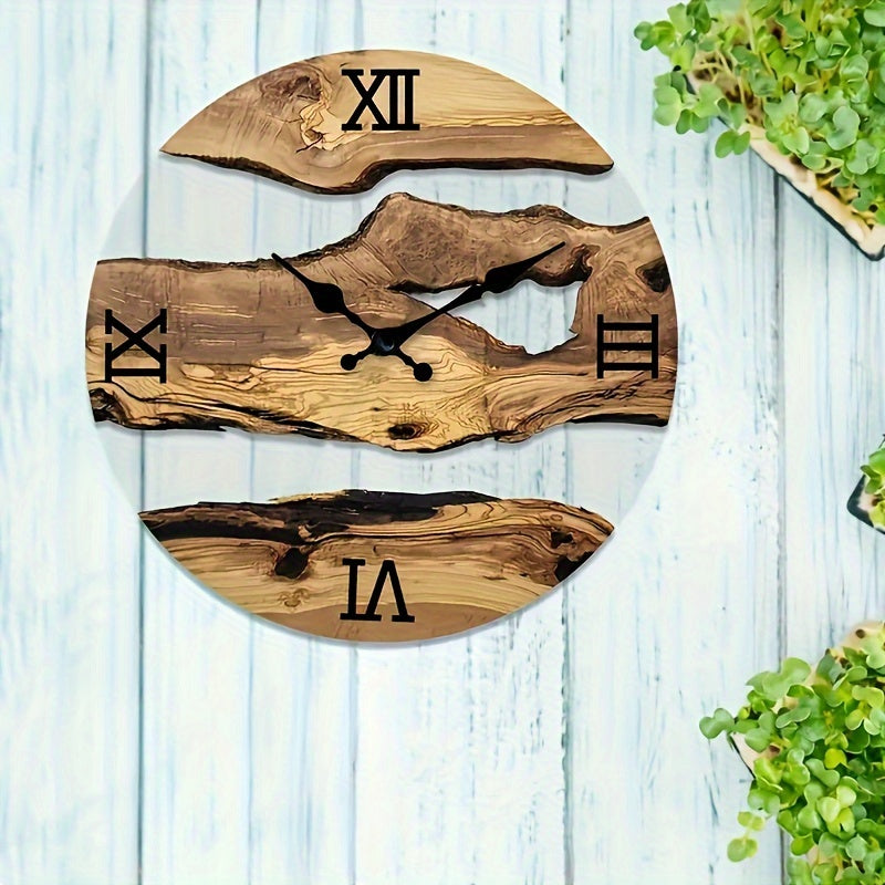 RustiqueClock – Natuurlijke Acryl Wandklok met Houtlook