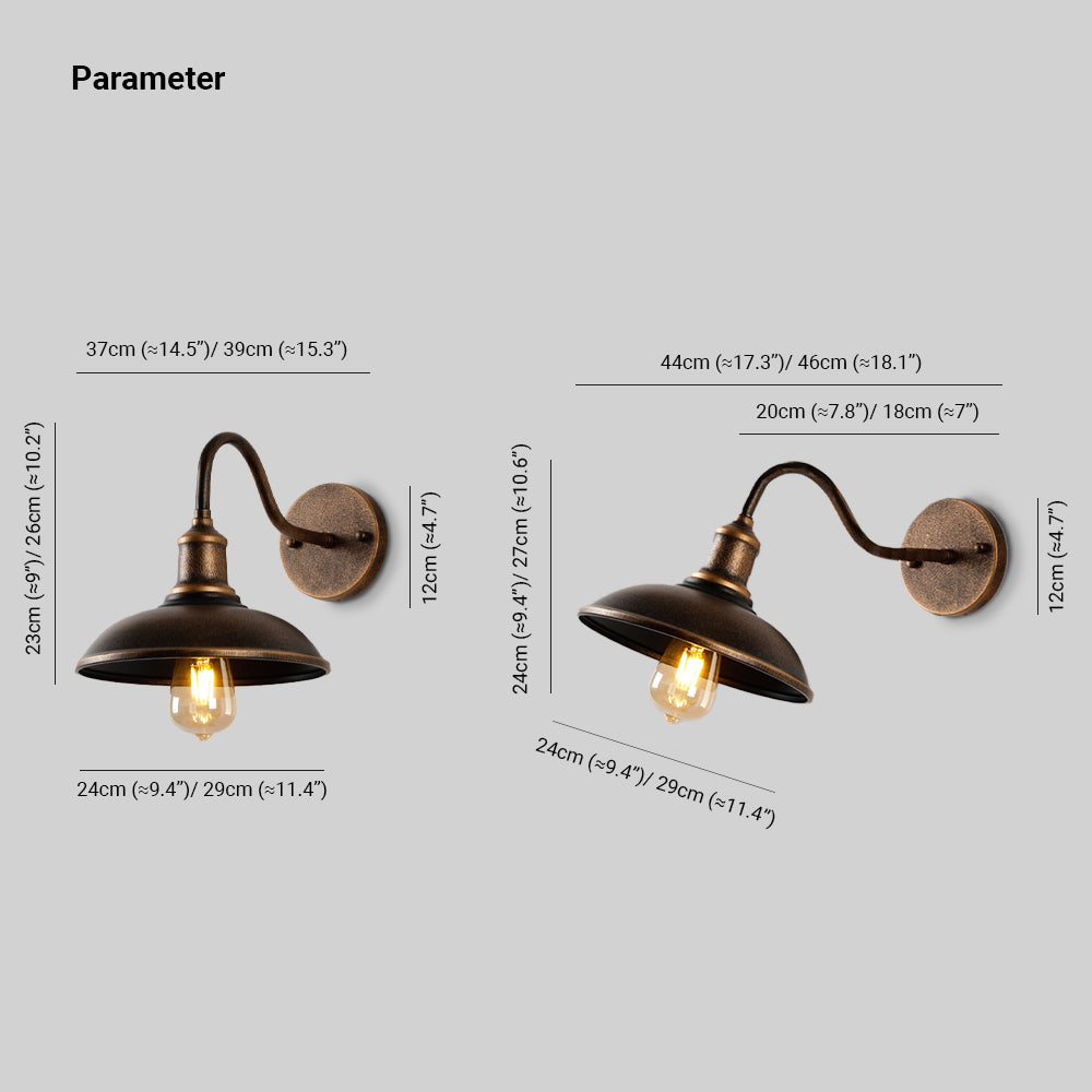 Alessio Vintage Geïnspireerde Komvormige Antiek Messing Waterdichte Buitenwandlamp - IP65 Geclassificeerd