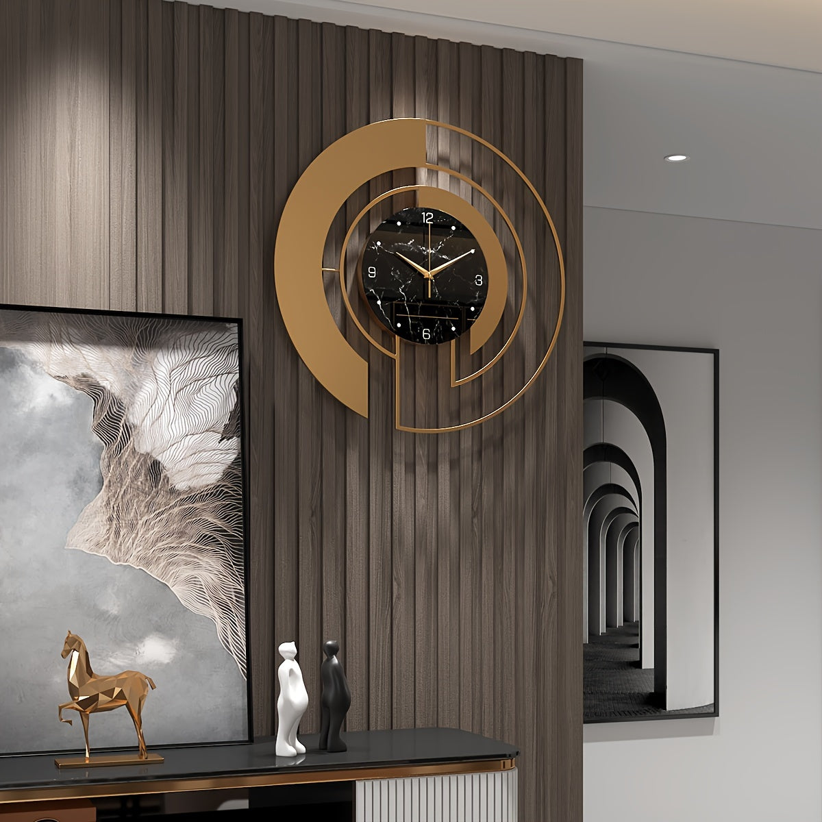 GeoGold Clock - Luxe Geometrische Wandklok in Goud