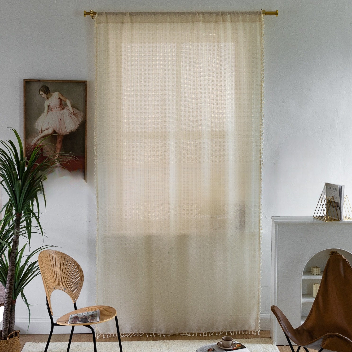 FringeElegance Curtains - Luxe Jacquard met Franje voor Tijdloze Stijl