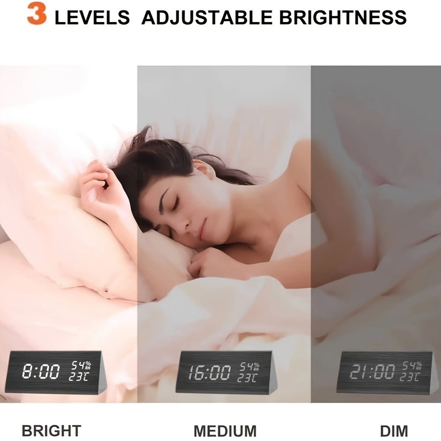 NatureClock – Stijlvolle Houten Wekker met Weergave van Klimaat