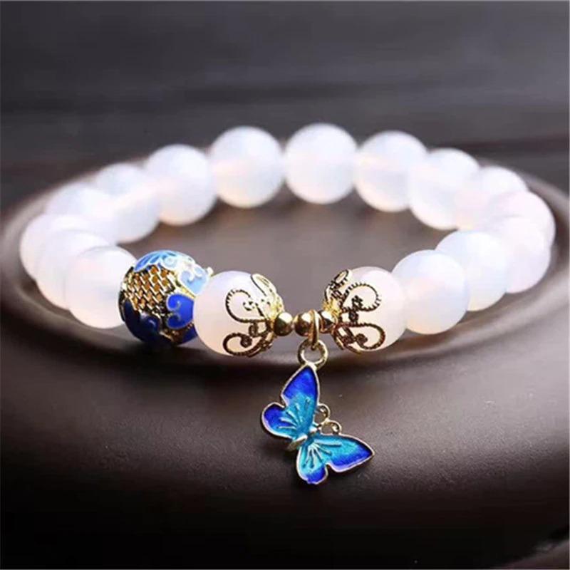 Butterfly Charm Bracelet – Elegante Witte Agaat