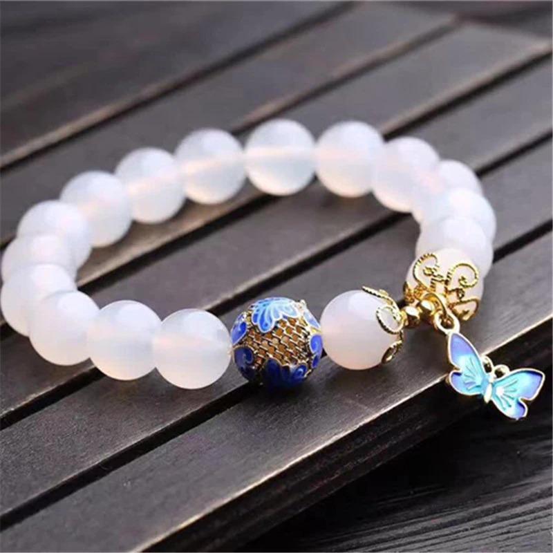Butterfly Charm Bracelet – Elegante Witte Agaat