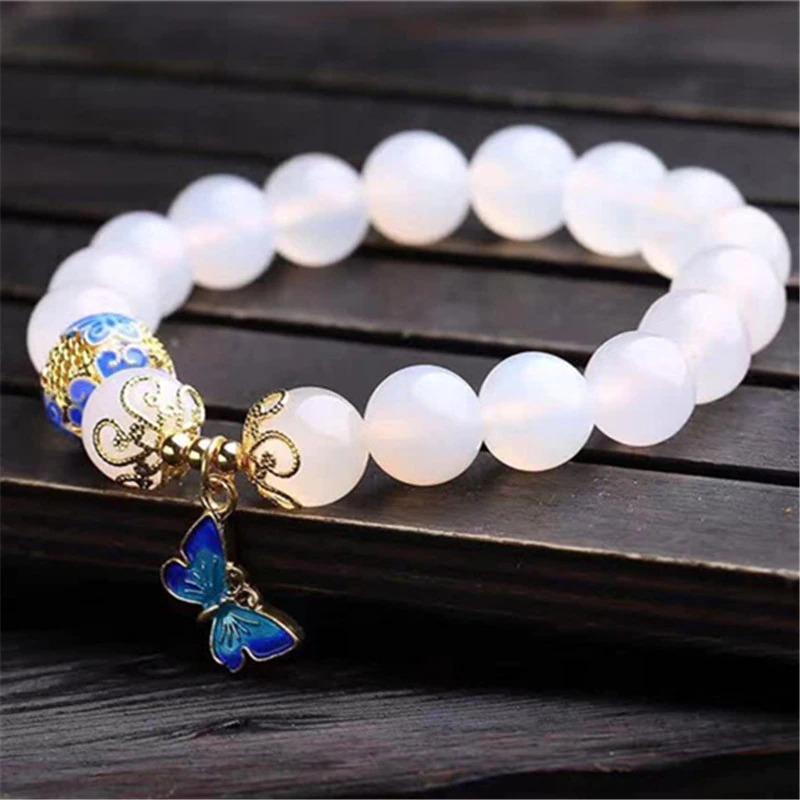 Butterfly Charm Bracelet – Elegante Witte Agaat