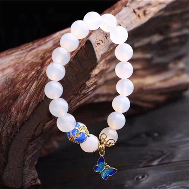Butterfly Charm Bracelet – Elegante Witte Agaat