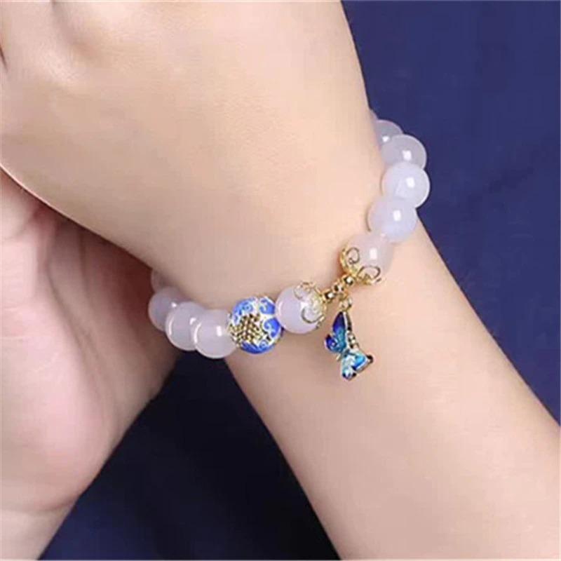 Butterfly Charm Bracelet – Elegante Witte Agaat