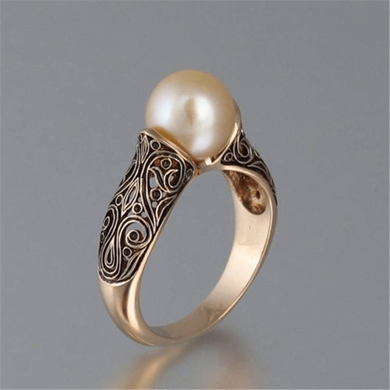 Elegante Vintage Gouden Ring met Parel - Aurelia Sleek Design
