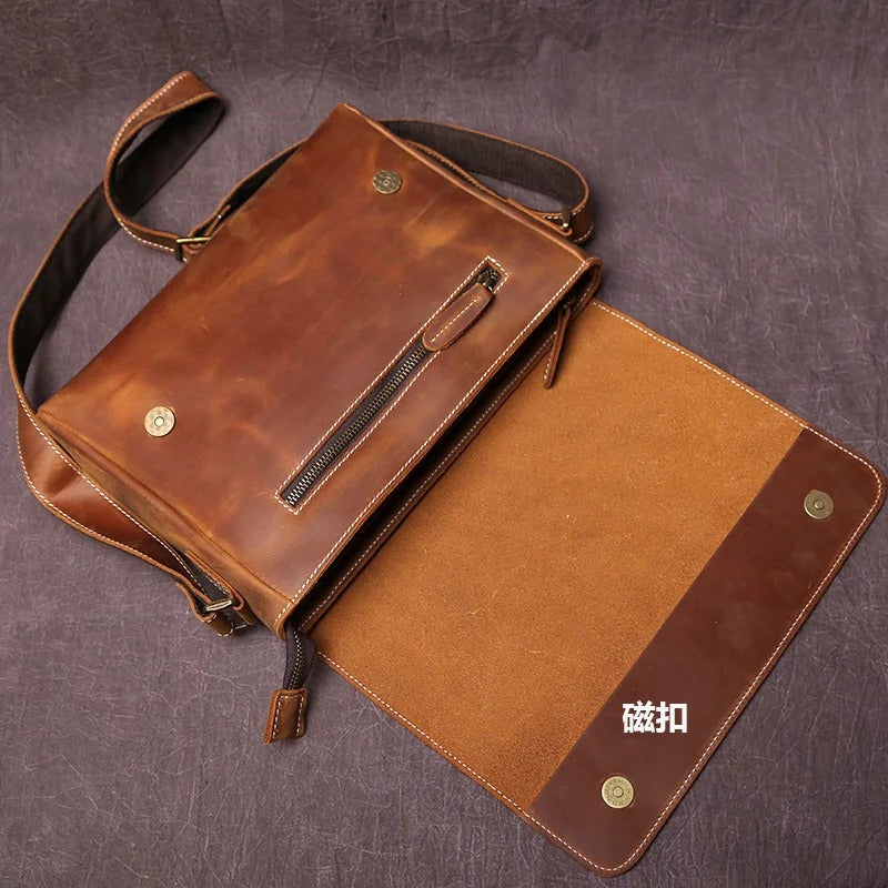 Leren Schoudertas Heren – Retro Crazy Horse Crossbody Bag