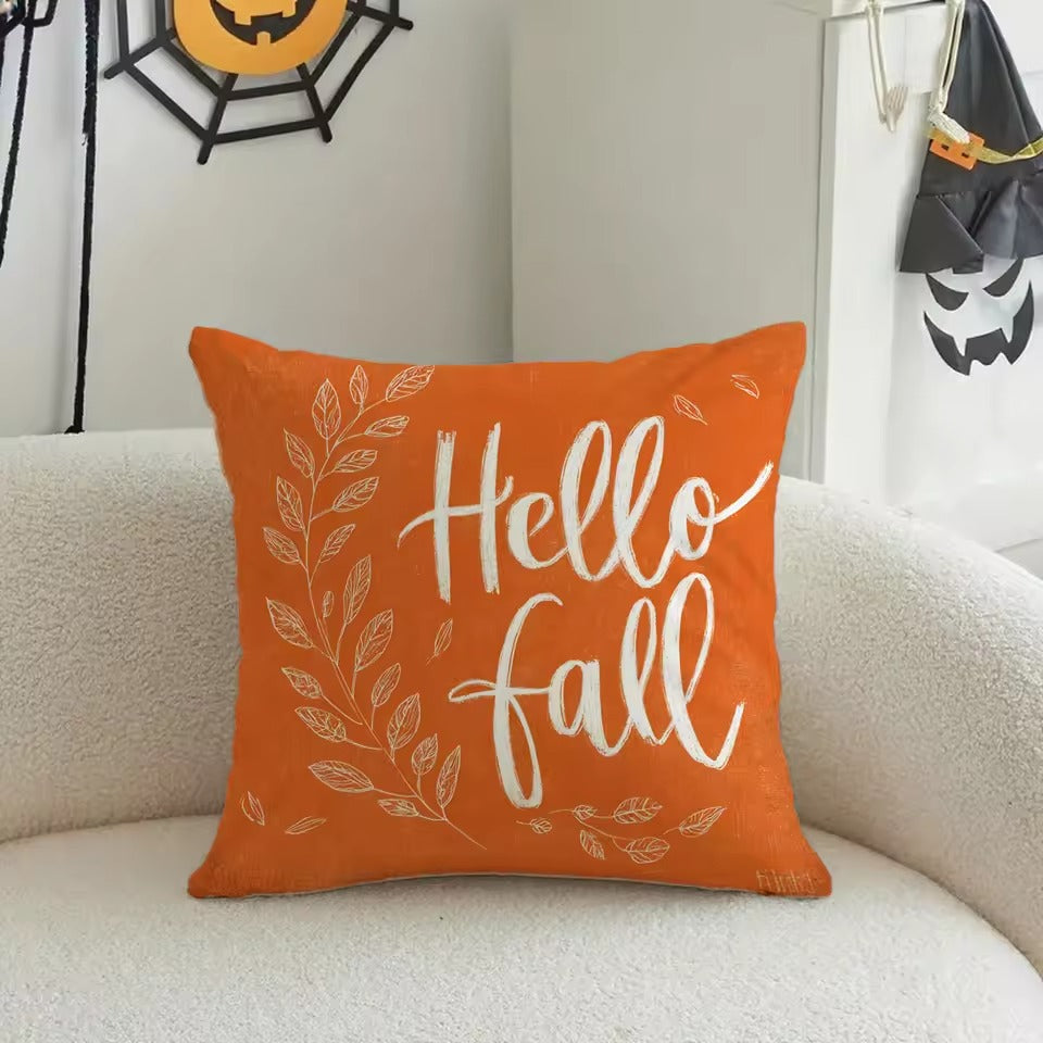 Halloween Kussenhoes – Pompoen en Katten Design voor Bank en Slaapkamer