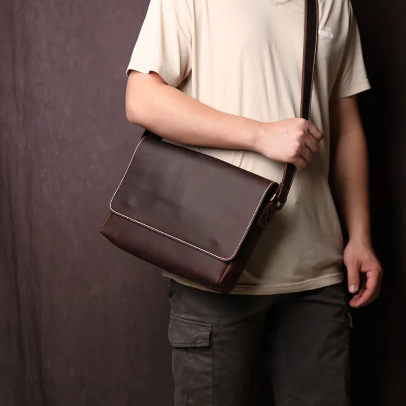 Leren Schoudertas Heren – Retro Crazy Horse Crossbody Bag