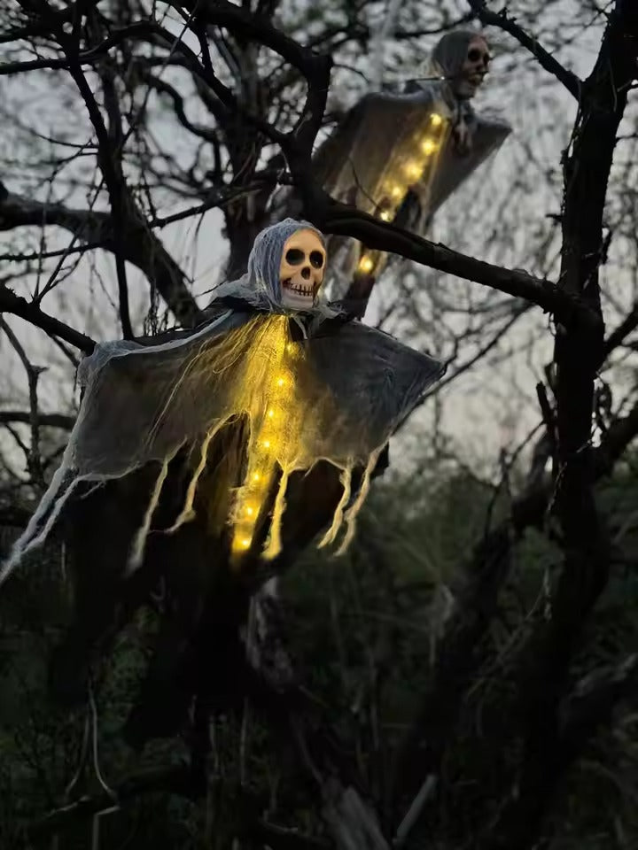 Halloween Spook Decoratie – Hangend Skelet met LED Licht voor Tuin & Feest