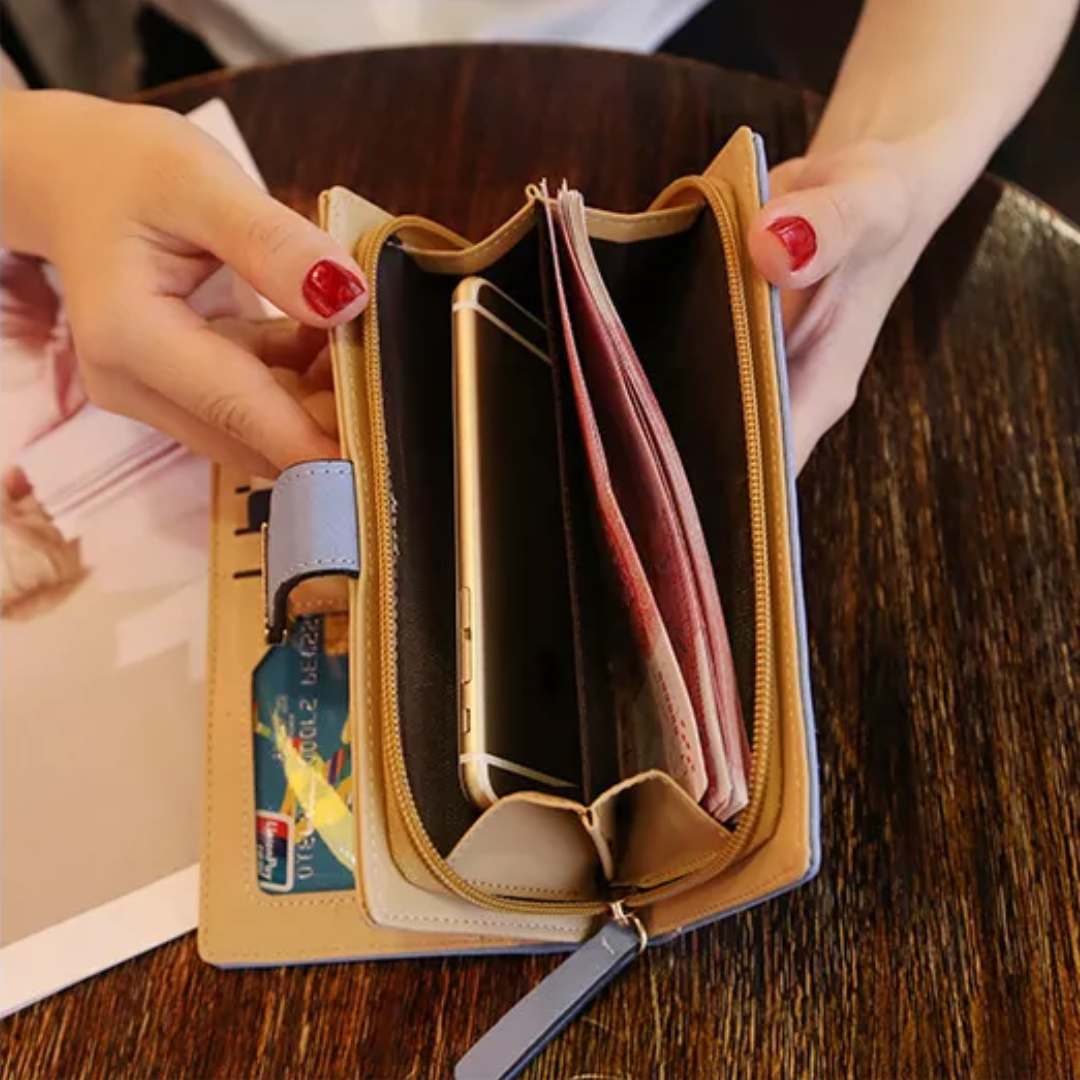 GoldenLeaf – Luxe Leren Portemonnee met Bladeren