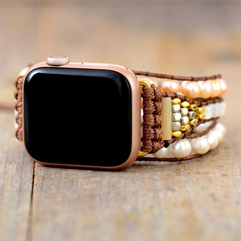 Elvianne - Luxe Zoetwaterparel Wikkelbandje voor Apple Watch