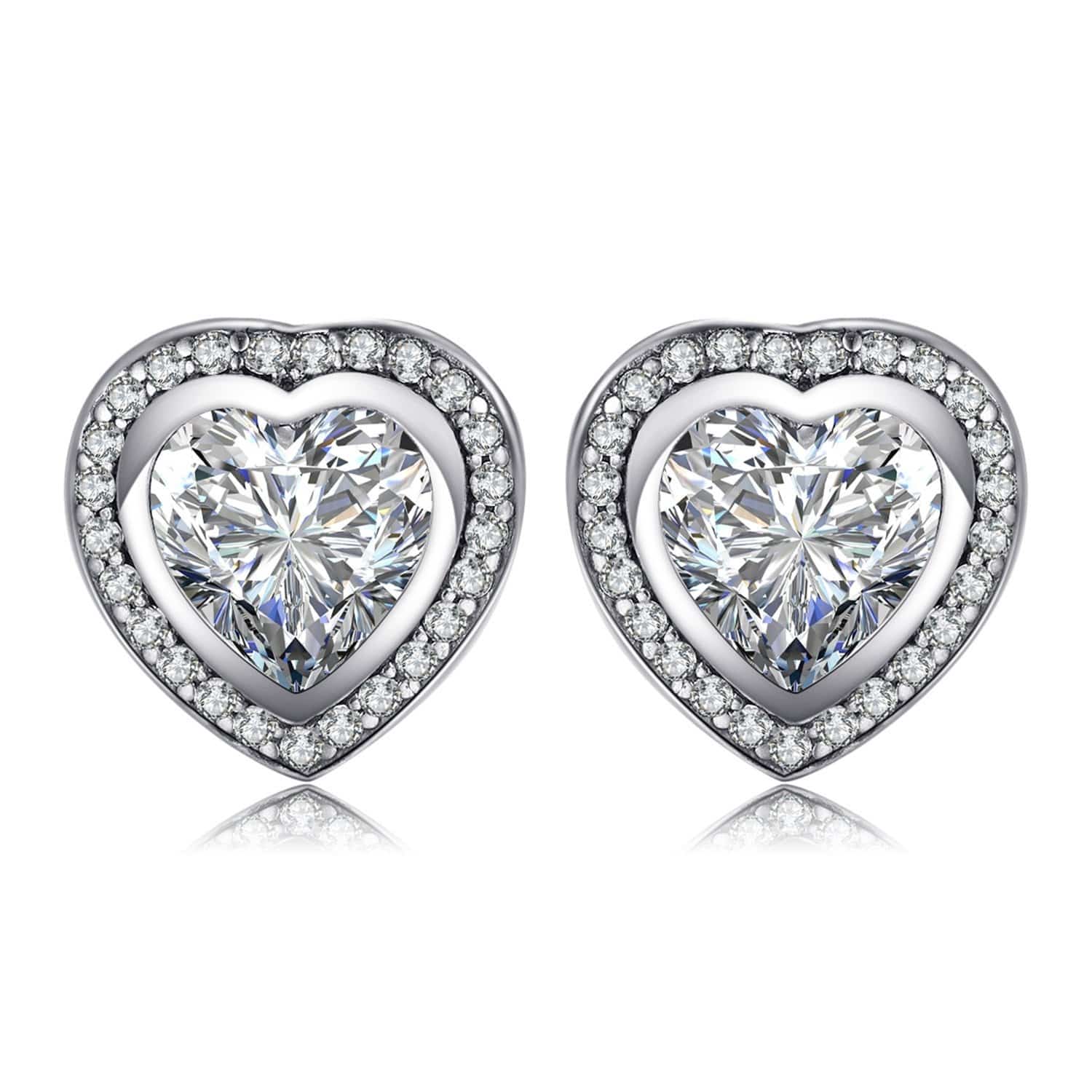 Celestia Hartvormige Oorbellen met Zilveren Zirkonia - Een Betoverende Accessoire