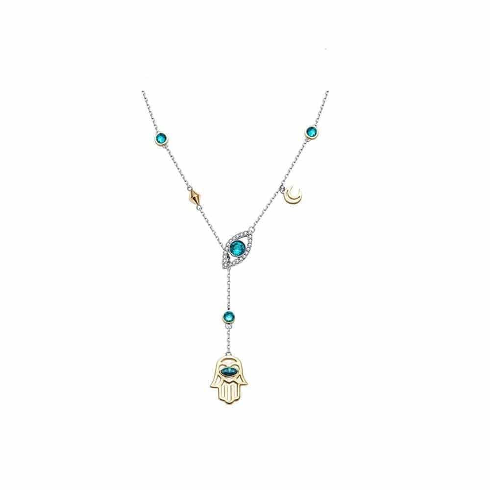 CrystalHamsa - Elegante Zilveren Ketting met Hamsa