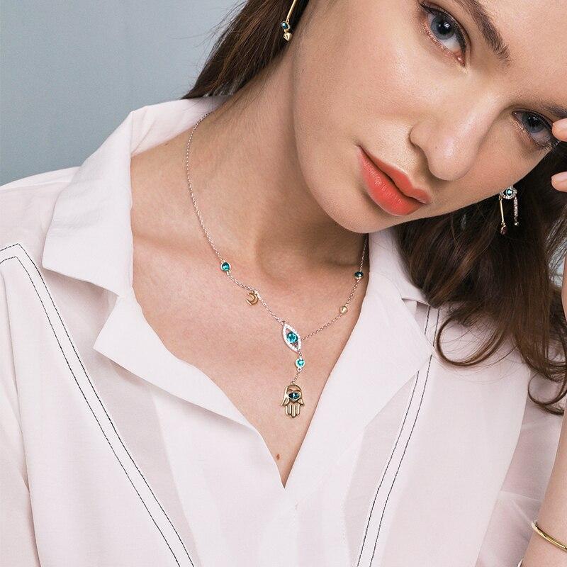 CrystalHamsa - Elegante Zilveren Ketting met Hamsa