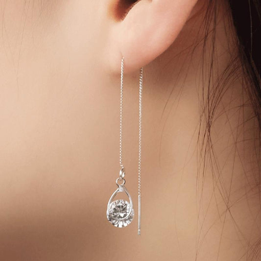 Isalyn – Elegante Lange Strass Druppeloorbellen