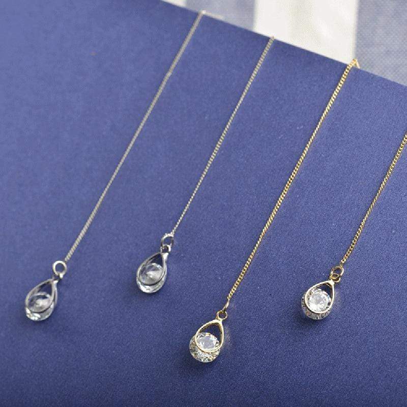 Isalyn – Elegante Lange Strass Druppeloorbellen