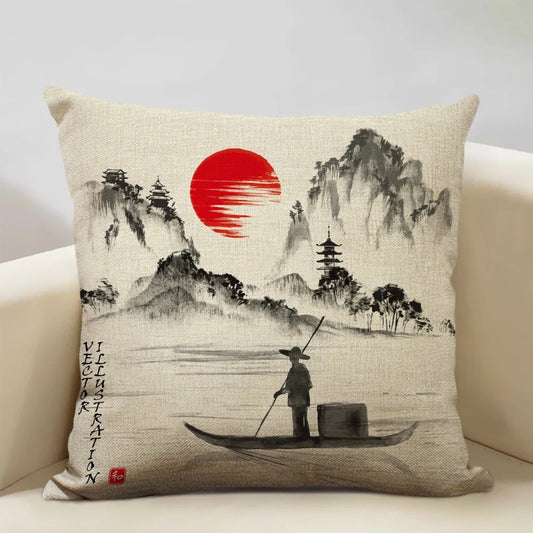 BeauRêve Kussenhoes met Mount Fuji - Japanse Stijl voor Elke Ruimte