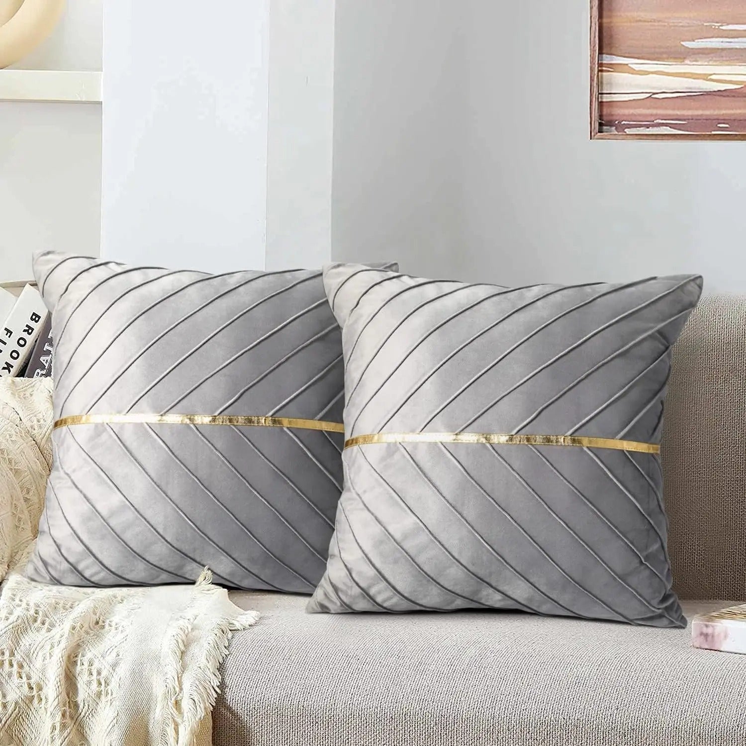 Noir Élégance Kussenhoes - Luxe Fluwelen Kussenhoes met Gouden Pailletten - Verfijn Uw Interieur