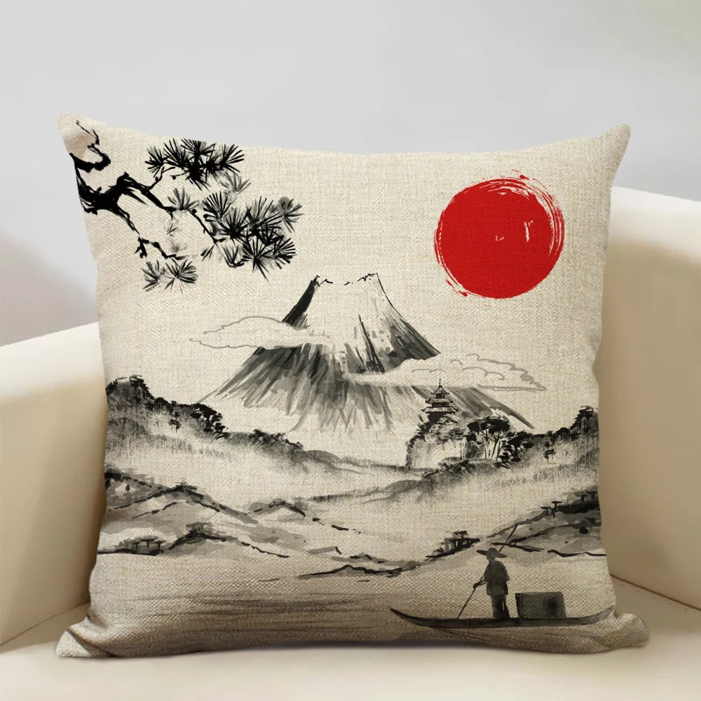 BeauRêve Kussenhoes met Mount Fuji - Japanse Stijl voor Elke Ruimte