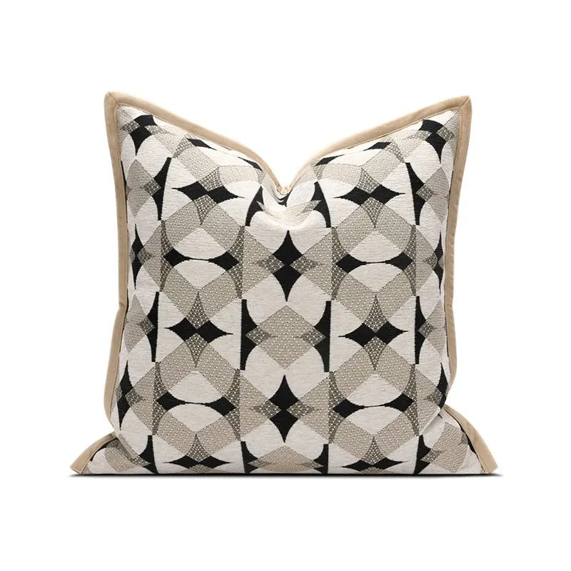 RegalRest Sofa Kussenhoes - Geometrische Kussenhoes in Zwart en Khaki - Moderne Elegantie