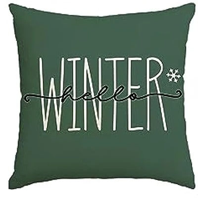 Kerst Kussenhoes - Festieve Kussenhoes met Kerstboom en Winterthema - Groen 45x45 cm