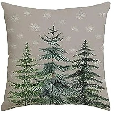 Kerst Kussenhoes - Festieve Kussenhoes met Kerstboom en Winterthema - Groen 45x45 cm