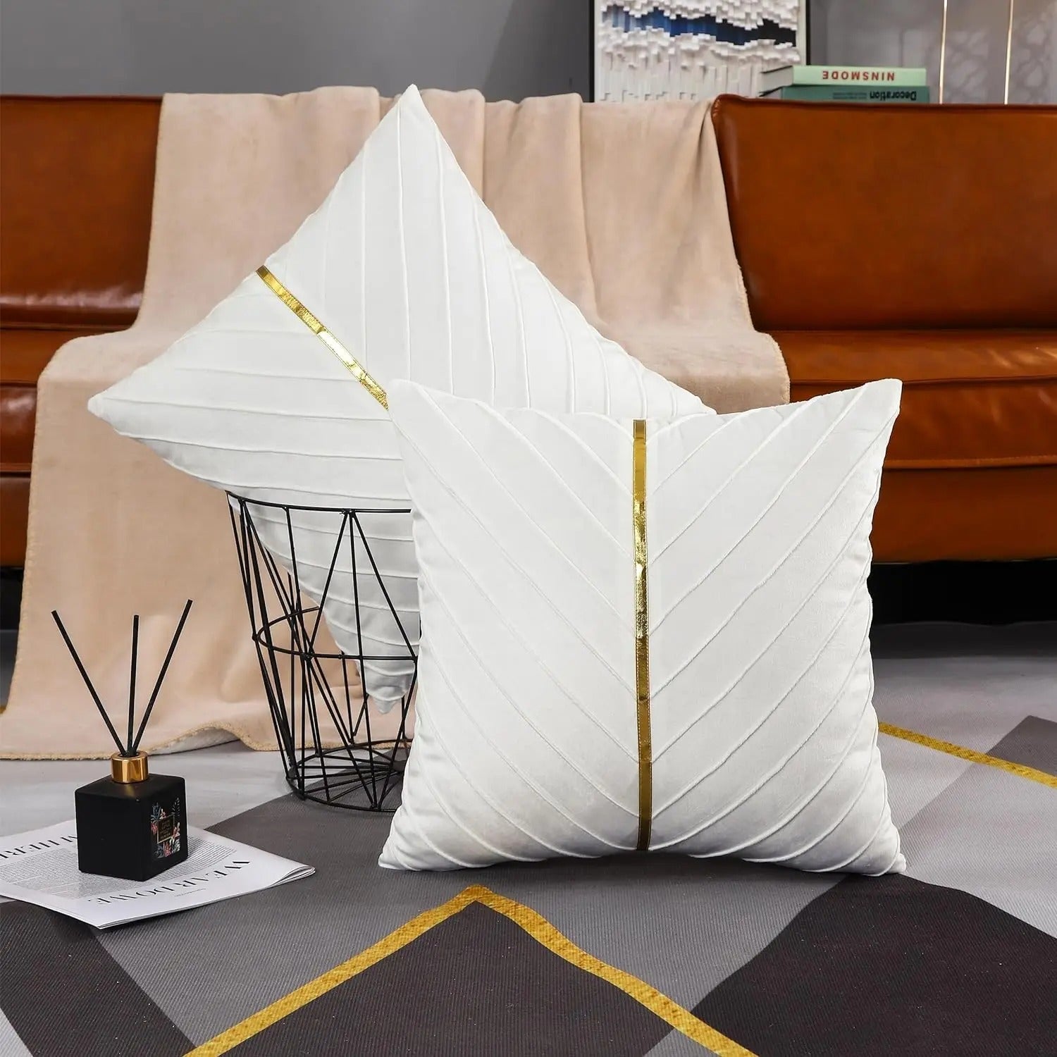 Noir Élégance Kussenhoes - Luxe Fluwelen Kussenhoes met Gouden Pailletten - Verfijn Uw Interieur