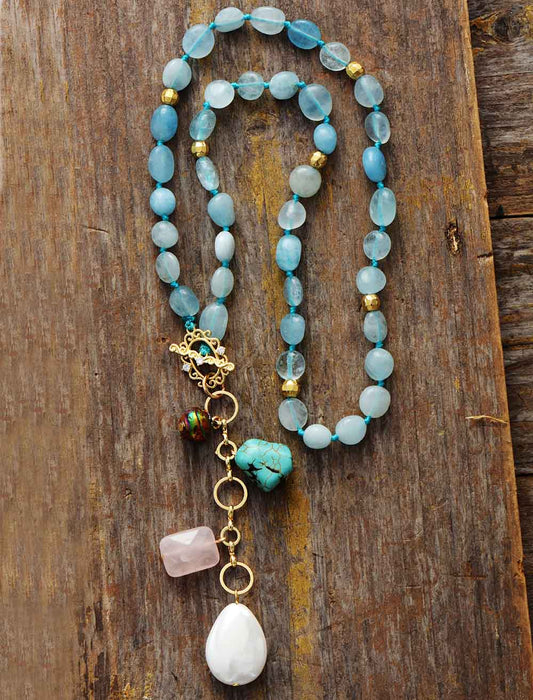 Maris Necklace – Elegante Oceaandruppel Mala Ketting