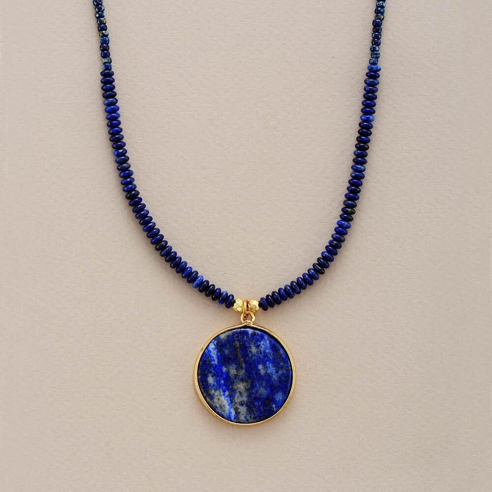 Lapis Charm Necklace – Elegante Ronde Ketting