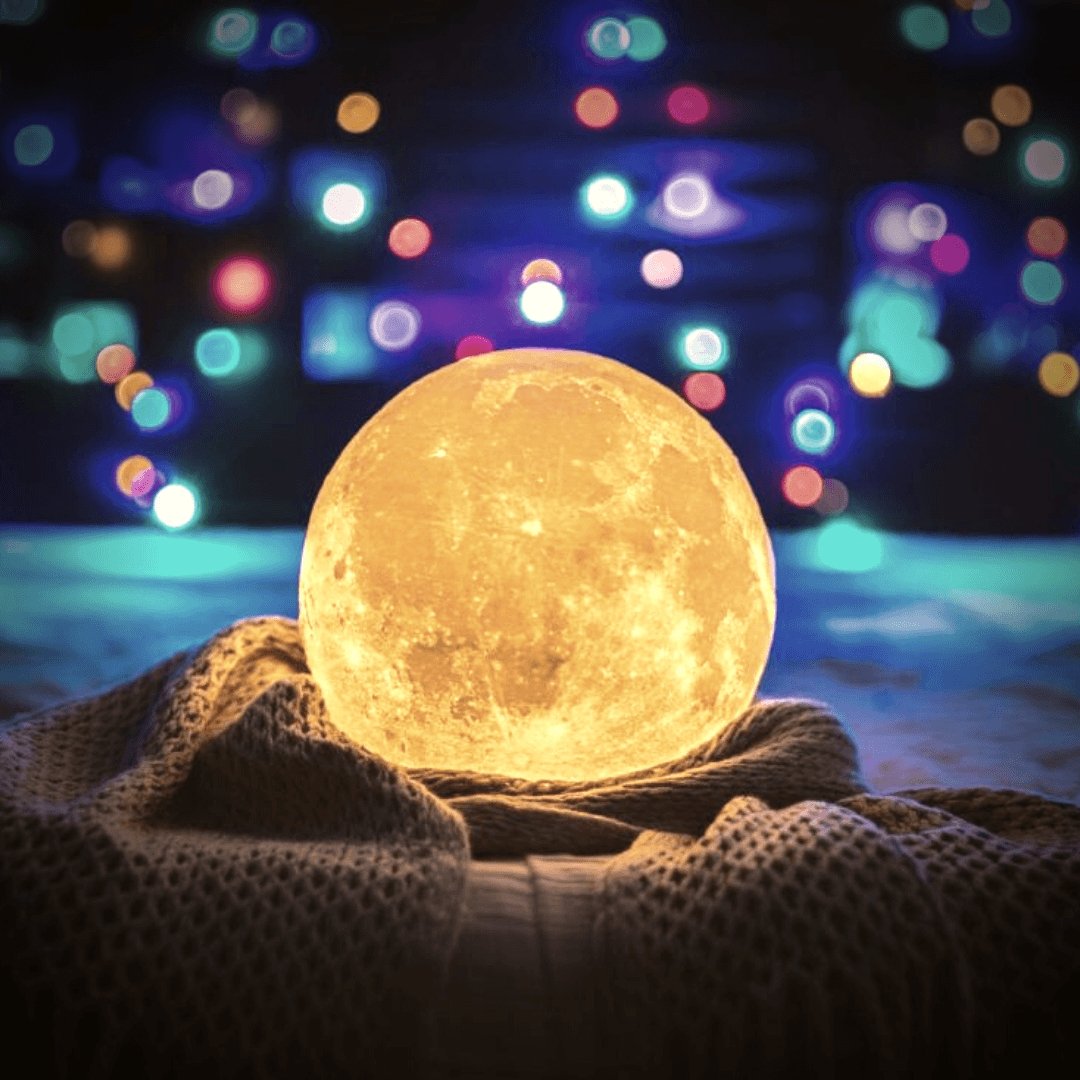 Magische Maanlamp - met Draadloze Touch Control en Houten Stand