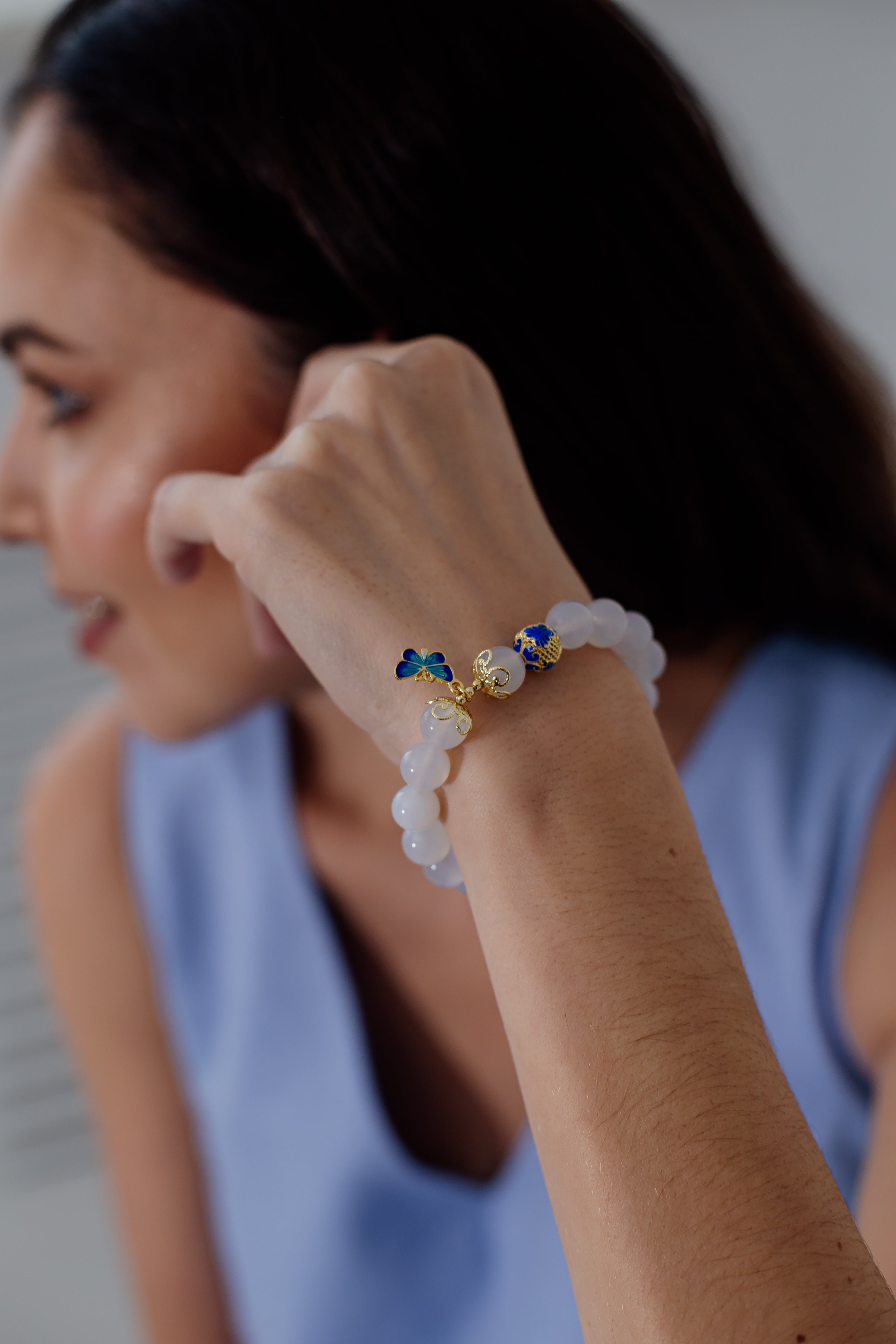 Butterfly Charm Bracelet – Elegante Witte Agaat