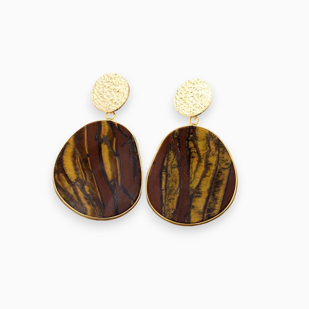 Althea - Luxe Oorbellen met Lapis en Tijgeroog